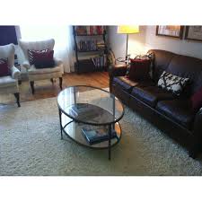 Crate and barrel cube coffee table with wood top and brushed nickel base. Crate Barrel Clairemont Coffee Table Aptdeco