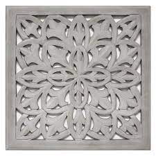 Carved Wood Wall Decor 18x18 Grey Raamdecoratie Decoratie