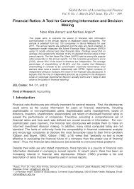 Comparison of malaysia manufacturing companies. Pdf Financial Ratios A Tool For Conveying Information And Decision Making