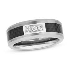 Diamond Wedding Band 1 6 Ct Tw Black Tungsten Kay Mens Diamond Wedding Bands Mens Wedding Bands White Gold Mens Wedding Bands