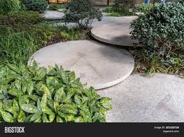 Large precast concrete pavers design. Round Concrete Steps Image Photo Free Trial Bigstock