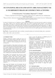 Copyright of articles that appear in international journal of built environment and sustainability belongs exclusively to penerbit universiti teknologi malaysia (penerbit utm press). Occupational Health And Safety Ohs Management Vis A Vis Different P