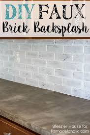Diy Faux Brick Backsplash This Looks So Amazing In Lauren S Farmhouse Kitchen With Concrete C Faux Brick Backsplash Brick Backsplash Brick Backsplash Kitchen