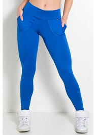 Calça Legging Com Bolso Na Frente Calca Legging Lisa Com Bolso Azul Royal Kaisan Em 2020 Legging Calca Calca Suplex