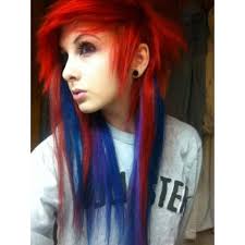 Red Blue Dyed Hair Pretty Liked On Polyvore Featuring Hair Girls People And Pictures Blue And Red Hair Scene Hair Hair