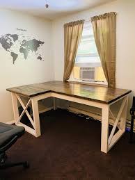 Custom desk build part two home styling ikea home office ikea. L Shaped Double X Desk Ana White