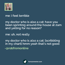 me i feel terrible my doctor who is also a cat have you