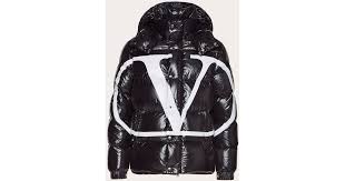 Valentino Goose Moncler Vlogo Lacquered Nylon Padded Jacket In Black For Men Lyst