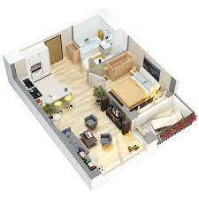 3d Floor Plans On Behance Studio Apartment Floor Plans Small House Plans Floor Plan Design