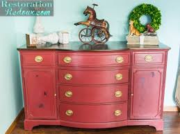 Red Plaster Painted Vintage Dresser Makeover Restoration Redoux Vintage Dresser Makeover Vintage Dressers Dresser Makeover