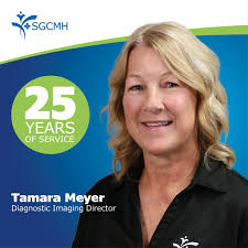Congratulations to Tammy Meyer for 25 years of dedicated service. We  applaud her outstanding skills as Diagnostic Imaging Director. She is  instrumental in helping coordinate imaging services for patients at the  hospital