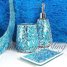 Dia x 2 ½ in. Blue Crackle Glass Bathroom Accessories Blue Bathroom Accessories Glass Bathroom Glass Bathroom Accessories