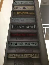 Custom Book Title Decals For Stairs The Price Is For Each Etsy Book Stairs Stair Riser Decals Stairs