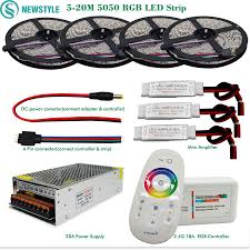 5 m 10 m 15 m 20 m dc12v led bande 5050 smd led flexible lumiere 60led m 2 4g rf a distance controleur puissance adaptateur a afstandsbediening led licht