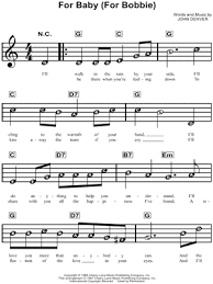John Denver For Baby For Bobbie Sheet Music For Beginners In G Major Download Print Sku Mn0159963