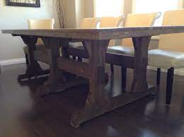 This valuable oval dining room table will bring the room together as it draws in with is glossy design. Leave It To Joy Triple Pedestal Wide Farmhouse Table Ana White