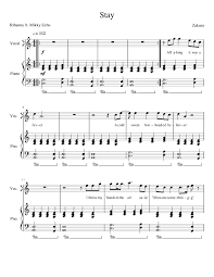 Featuring guest vocals by mikky ekko, the song was released as the second single from the album on january 7, 2013. Rihanna Ft Mikky Echo Stay Sheet Music For Piano Piano Duo Musescore Com