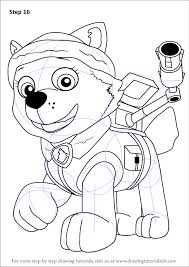 Everest coloring pages focus on the second newest member everest, she lives with jake on his snowy . Step By Step How To Draw Everest From Paw Patrol Drawingtutorials101 Com
