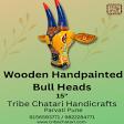 Bull Head Wooden Handpainted For Wall Decor