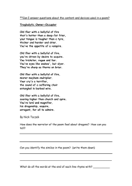 Poem Reading Comprehension Ks2 Google Search Poetry Comprehension Dragon Poems Reading Comprehension Ks2