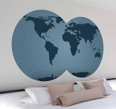 Cift Kure Mavi Dunya Haritasi Cikartmasi Tenstickers