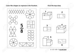 Oct 17, 2016 · math coloring pages and worksheets are a fun way to help your children learn. Two Visual Math Puzzles And Coloring Pages Color The Shapes To Represent The Fraction Find The Top View Black And White Answers Included Royalty Free Cliparts Vectors And Stock Illustration Image 102015048