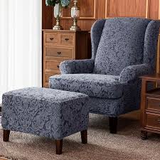 Shop for slipcovers for glider chairs online at target. House Of Hampton Damask Printed Elastic T Cushion Wingback Chair Slipcover Reviews Wayfair