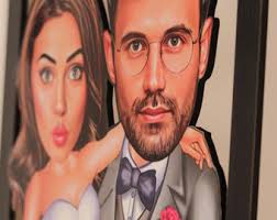 Personalisierte BBQ Chef Karikatur Portrait Grill Cartoon Bild Fotodruck  auf Rahmen Grill Grill Chef Karikatur Bild Geschenke Chef Shirt