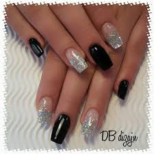 Black Silver Nails Black Silver Nails Silver Glitter Nails Silver Nails