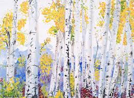 Aspen trees are all native to the northern hemisphere, especially cold regions with cool summers. Fall Aspen Trees Painting By Marjie Scott