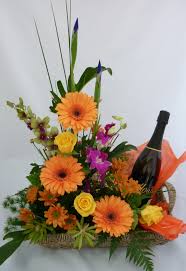 You may have to miss the wedding, but that doesn't mean you can't toast the newlyweds! F42 Flowers And Sparkling Wine Arrangment Israel Gifts Flowers