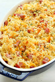 Add the uncooked rotini along with the chicken broth, water, hot sauce, garlic powder, salt, pepper, and ground mustard to the pot. Leftover Ham Casserole Crunchy Creamy Sweet