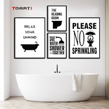 Us 1 67 16 Off Modern Funny Restroom Life Note Tips Wall Art Painting Bathroom Washroom Toilet Decor Canvas Poster Prints Art Murals Wall Chart In
