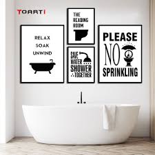 us 1 67 16 off modern funny restroom life note tips wall art painting bathroom washroom toilet decor canvas poster prints art murals wall chart in