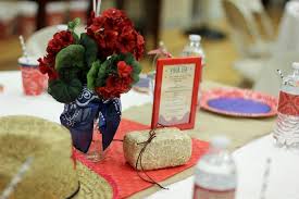 Western bandana laminated paper table runner. Kara S Party Ideas Western Themed Cub Scout Blue Gold Banquet Kara S Party Ideas