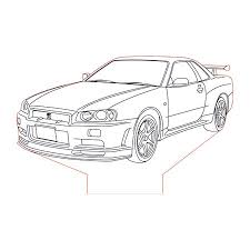 Nissan Gtr R34 3d Illusion Lamp Plan Vector File For Laser And Cnc 3bee Studio Nissan Gtr R34 Nissan Gtr Gtr R34