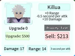Fire rage orb can be used on erwin to increase his damage buffing percentage. Killer Killua Roblox All Star Tower Defense Wiki Fandom