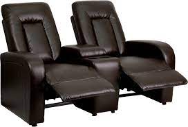 These recliner seats can be placed together to share arms and allow the best use of your space. Eclipse Series 2 Seat Reclining Brown Leather Theater Seating Unit With Cup Holders By Flash Furniture