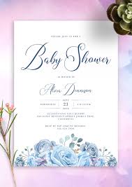 You can decide date and time of occasion by consulting with the guest of honor to come up for her party. Download Printable Floral Blue Baby Shower Invitation Pdf