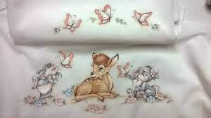 Lenzuolino Bambi Ricamo Lenzuolino Neonato Ricamo Lenzuola Pittura Su Stoffa
