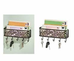 White letter holder measuring approximately wall mounted magnetic keys and letter holder magnetic on four sides mail slot 0 5 dimensions 2 25 x 2 25 x 2 25 color and pattern may vary slightly. Idesign Wall Mounted Letter Rack Metal Key Holder For Wall With 5 Hooks Mod Eur 32 50 Picclick Fr