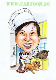 Cartoon muslim female chef with hijab. 2011 12 20 Chef Dog Pasta Hobby Cooking Gift Caricature Cartoon Sg Singapore Caricature Artists