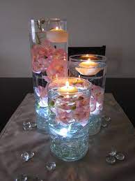 Pink Orchids Submerged With Led Tealight Floating Candle Centerpieces Wedding Candle Wedding Centerpieces Floating Candle Centerpieces