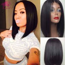 Black Bob Wig With Bangs Human Hair Pin On Bob