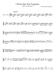 Panic At The Disco This Is Gospel Piano Chords Solo Arrangement Of I Write Sins Not Tragedies By Panic At The Disco Clarinet Sheet Music Piano Songs Sheet Music Sheet Music