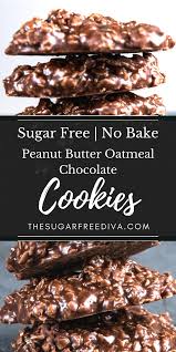 This oatmeal raisin cookie recipe uses rolled oats and is easy, quick and delicious! No Bake Sugar Free Cookies Sugar Free Peanut Butter Sugar Free Baking Sugar Free Cookies