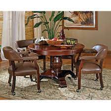 Steve Silver Tournament Arm Chairs With Casters Cherry Set Of 2 Game Table And Chairs Dining Room Sets Casual Dining Table