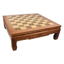 New 9 in 1 wooden game table combo black jack roulette chess checkers and more! Chinoiserie Low Square Wood Chess Or Checkers Game Table For Sale At 1stdibs