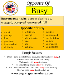 Opposite Of Busy Antonyms Of Busy Meaning And Example Sentences Antonym Opposite Words Contradict Each Other And Opposite Words Opposite Words List Antonyms