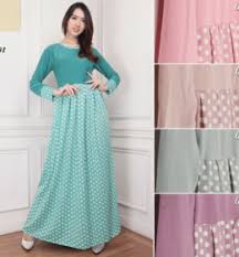 All categories gamis set polos gamis set motif gamis polos gamis motif baju tunik jilbab segiempat kaos kaki. 30 Model Gamis Syari Motif Polkadot Fashion Modern Dan Terbaru 2021 Pusat Mukena Com Jual Mukena Model Terbaru 2021